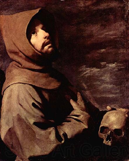 Francisco de Zurbaran Meditierender Hl. Franziskus mit Totenschadel Norge oil painting art
